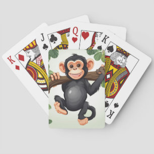 Jeu De Cartes Caricature de chimpanzé fou mignon