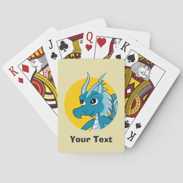 Jeu De Cartes Caricature de dragon bleu personnalisée Jouer des  (dos)