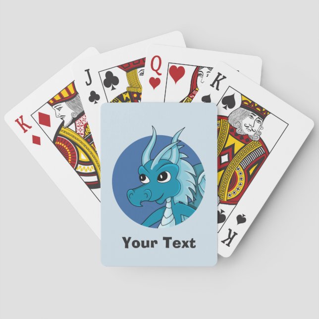 Jeu De Cartes Caricature de dragon bleu personnalisée Jouer des  (dos)
