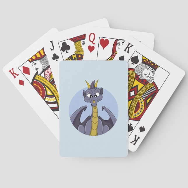 Jeu De Cartes Caricature de dragon violet jouant aux cartes (dos)