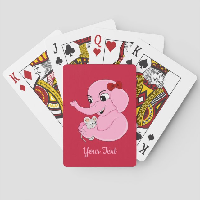 Jeu De Cartes Caricature de fille d'éléphant mignonne jouant aux (dos)