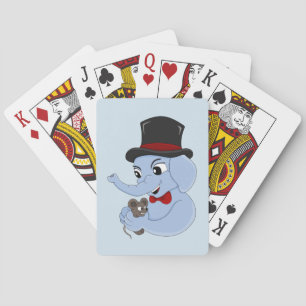 Jeu De Cartes Caricature de garçon d'éléphant mignon jouant aux 