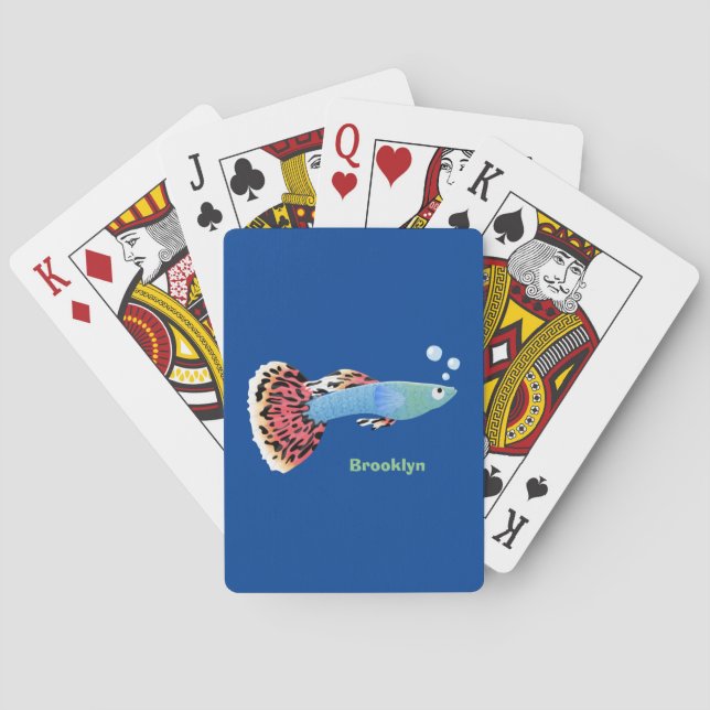 Jeu De Cartes Caricature de poisson tropical guppy très chic (dos)