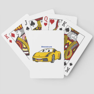 Jeu De Cartes Caricature de voiture sport jaune joyeux