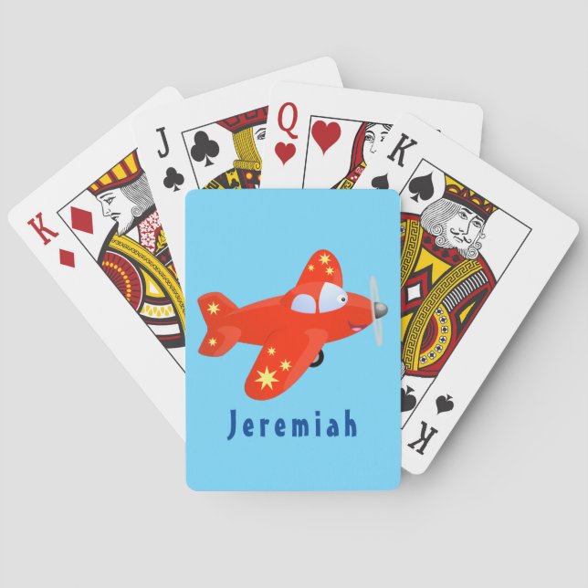 Jeu De Cartes Caricature de vol d'avion rouge mignon (dos)