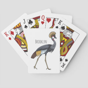 Jeu De Cartes Caricature d'oiseau de grue couronné gris