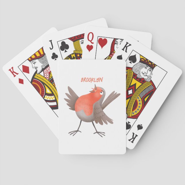 Jeu De Cartes Caricature d'oiseau rouge chantant mignon (dos)