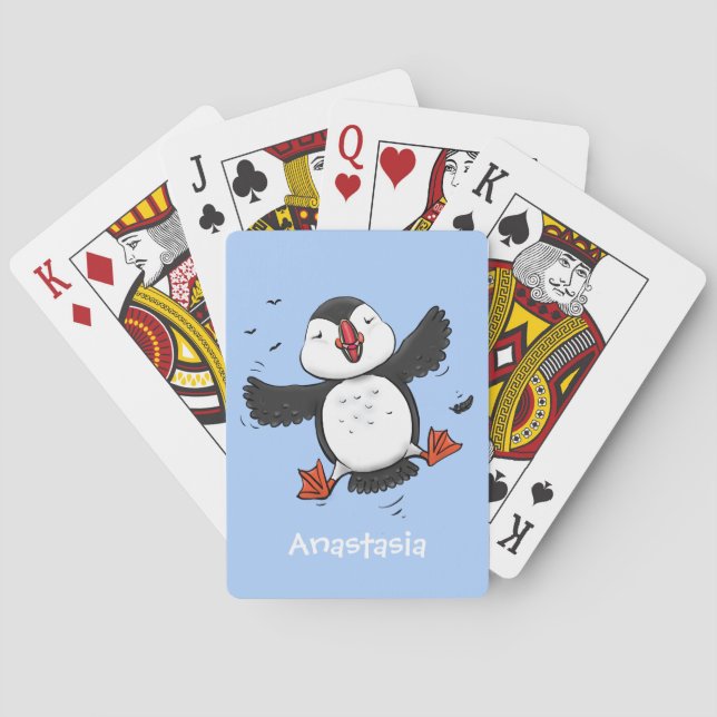 Jeu De Cartes Caricature en bleu bouffin joyeux (dos)