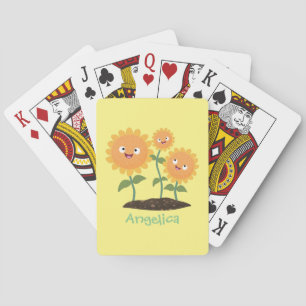 Jeu De Cartes Caricature joli tournesol souriant illustration