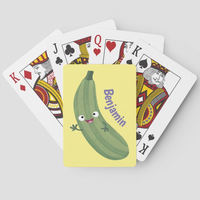 Jeu De Cartes Caricature joyeux de courgettes mignonnes (dos)