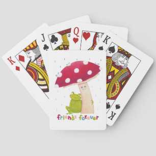 Jeu De Cartes Caricature mignonne grenouille assise et champigno