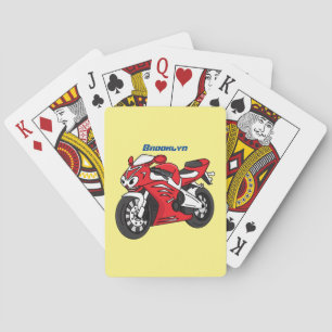 Jeu De Cartes Caricature moto de sport rouge mou