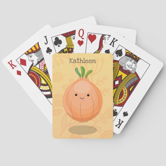 Jeu De Cartes Caricature vert oignon brun joli (dos)