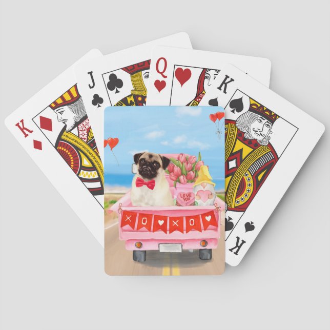 Jeu De Cartes Carlin Chien Saint-Valentin Coeurs de camion (dos)