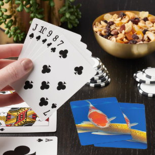 Jeu De Cartes Carpes Koï Colorées dans un Bassin Bleu