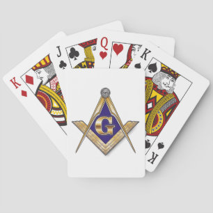 Jeu De Cartes Carré et Compas Bleus Discrets