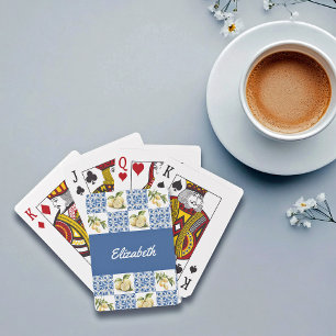 Jeu De Cartes Carreau bleu pays français citron nom personnalisé