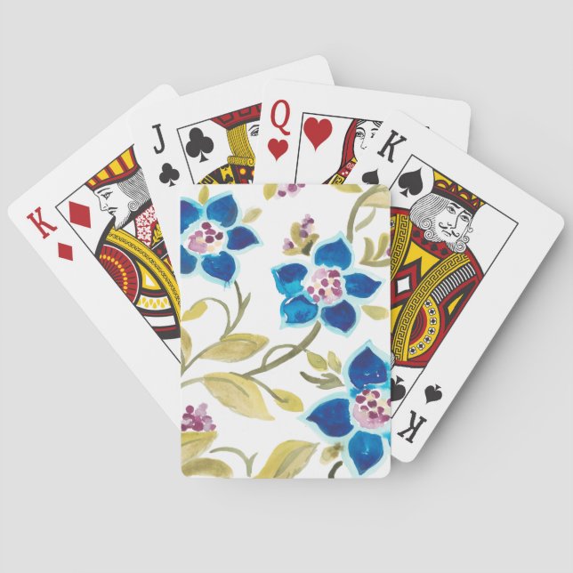 Jeu De Cartes Carreaux floraux de l'abbaye - Flores bleues (dos)