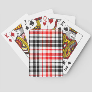 Jeu De Cartes Carreaux Tartan Rouge Noir Toile Sur Fond Blanc 