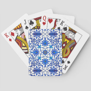 Jeu De Cartes Carrelage chinois Art Nouveau, Cobalt Bleu & Blanc