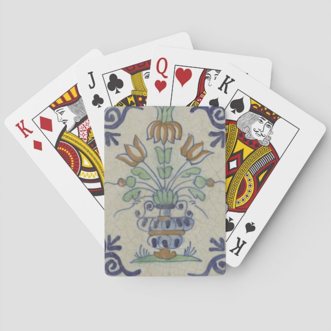 Jeu De Cartes Carrelage Delft Antique Pot de Fleur Céramique (dos)