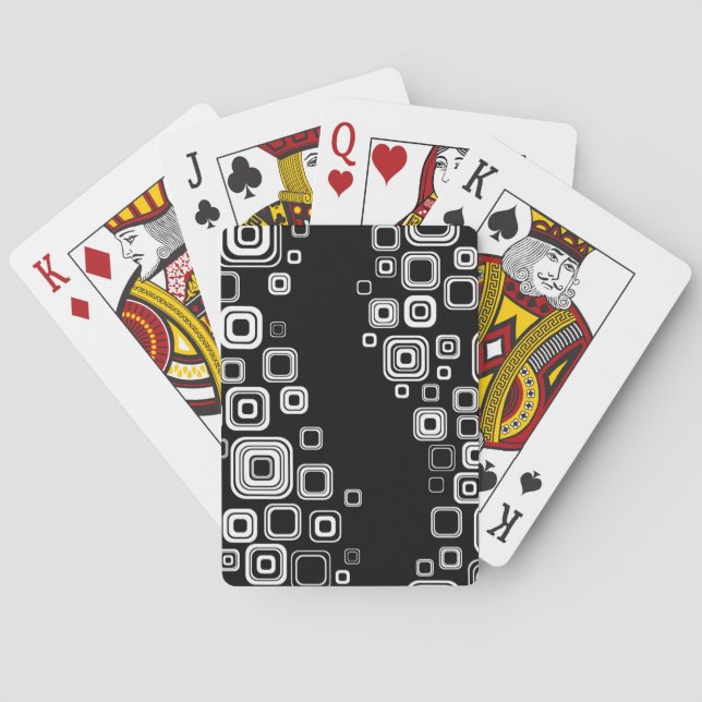 Jeu De Cartes Carrés noir et blanc rétro (dos)