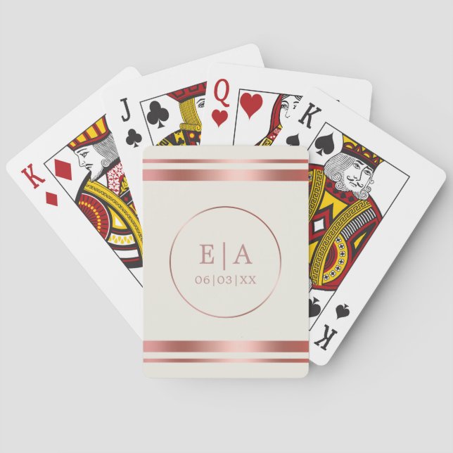 Jeu De Cartes Carte à jouer de poker de mariage à monogramme en  (dos)