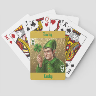 Jeu De Cartes Carte à jouer Luxe Elf Lucky dorée avec paillettes