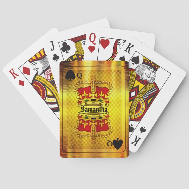 Jeu De Cartes Carte de jeu de la reine d'or personnalisée (dos)