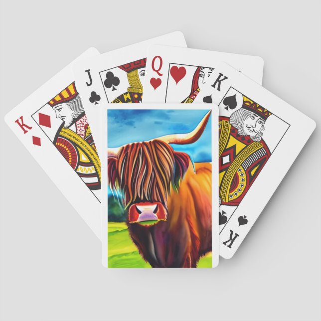 Jeu De Cartes Carte de jeu de la vache Highland (dos)
