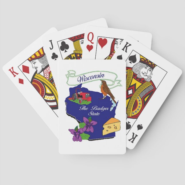 Jeu De Cartes Carte de jeu de l'État du Wisconsin (dos)