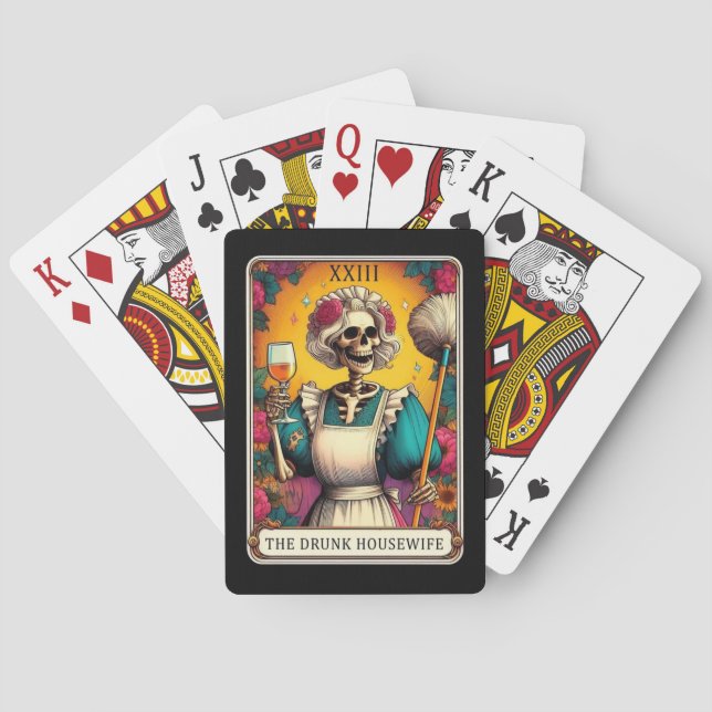 Jeu De Cartes Carte de jeu Drunk Housewoman Skeleton Tarot (dos)