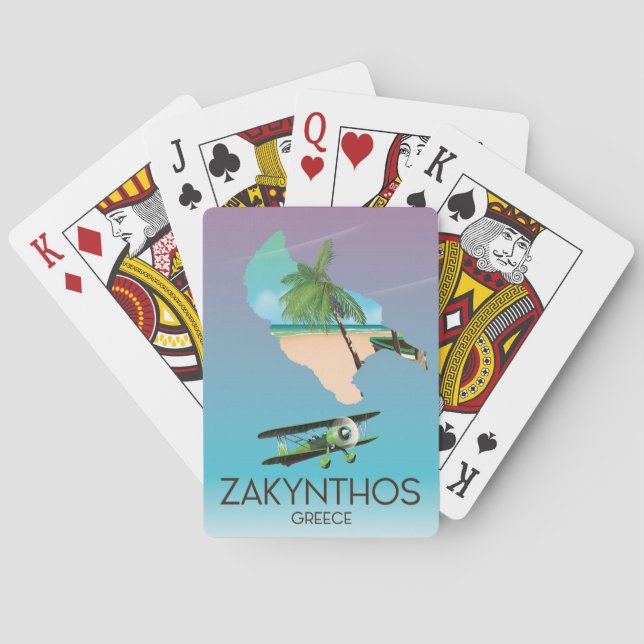 Jeu De Cartes Carte de la Grèce Zakynthos poster voyage (dos)