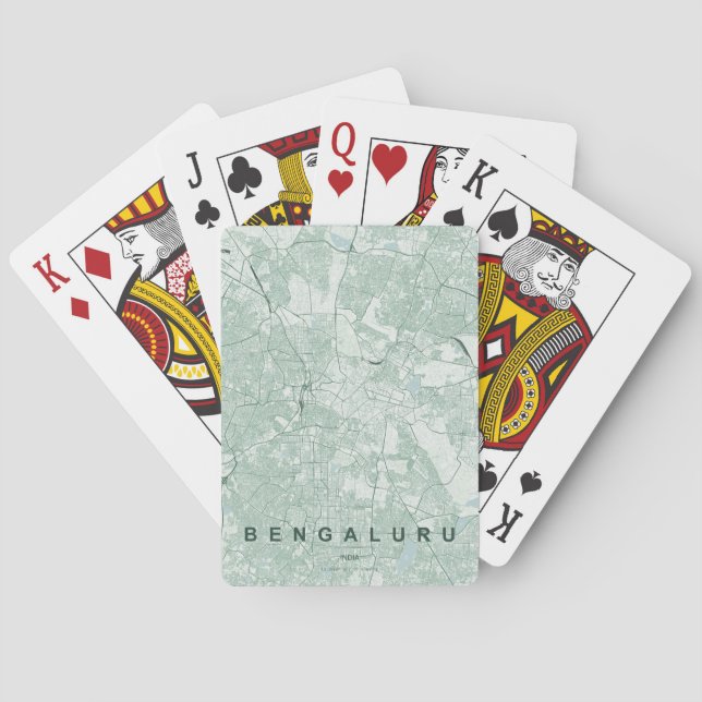 Jeu De Cartes Carte de la ville de Bengaluru en Inde, design min (dos)
