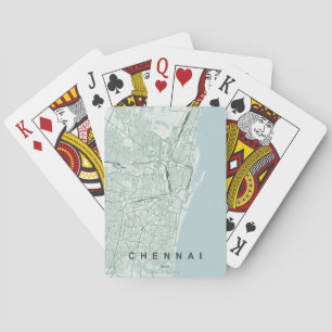 Jeu De Cartes Carte de la ville de Chennai en Inde, design minim