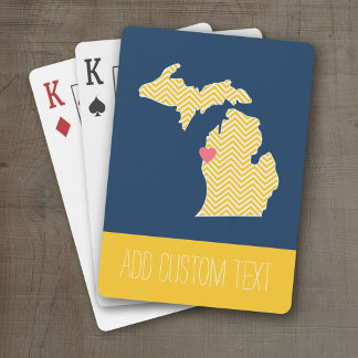 Jeu De Cartes Carte de l'État du Michigan avec cœur d'amour pers