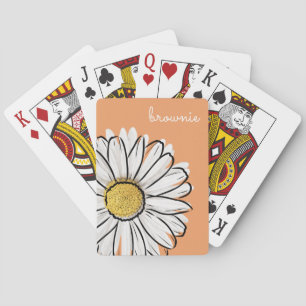 Jeu De Cartes Carte de Poker Floral Personnalisée Rose & Orange 
