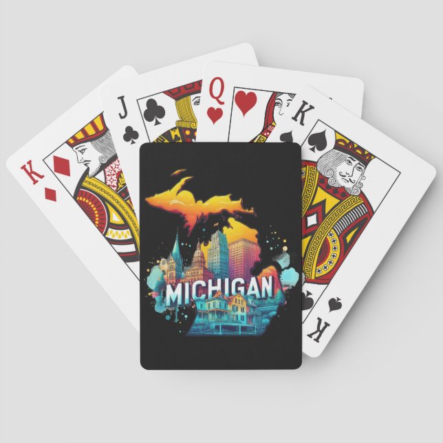 Jeu De Cartes Carte d'état Retro Vintage Michigan (dos)