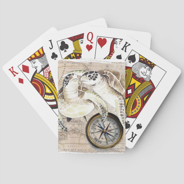 Jeu De Cartes Carte du boussole des tortues marines (dos)