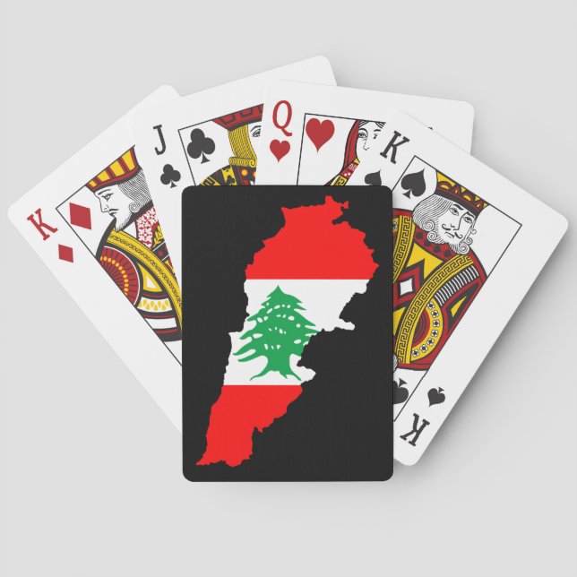 Jeu De Cartes Carte du Liban avec drapeau (dos)