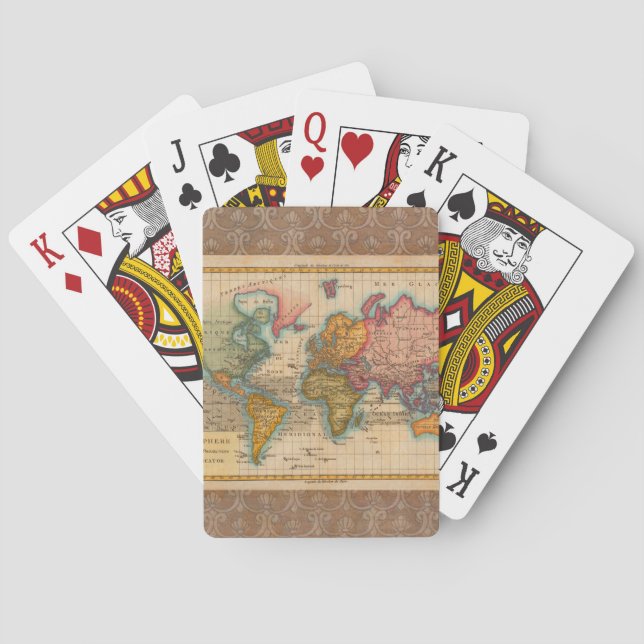 Jeu De Cartes Carte du Monde 1780 Bonne Antique Planisphère  (dos)