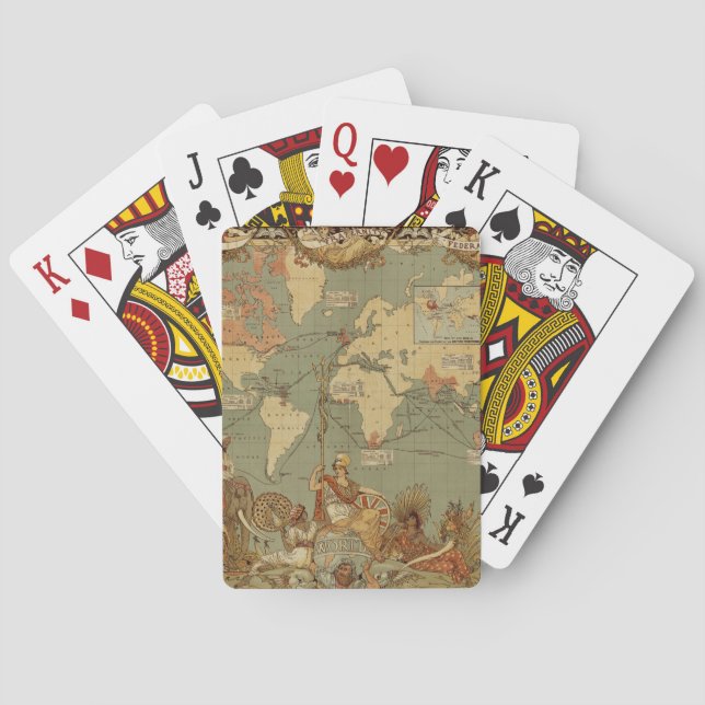 Jeu De Cartes Carte du monde Antique 1886 Illustré (dos)