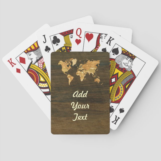 Jeu De Cartes Carte du monde en bois (dos)