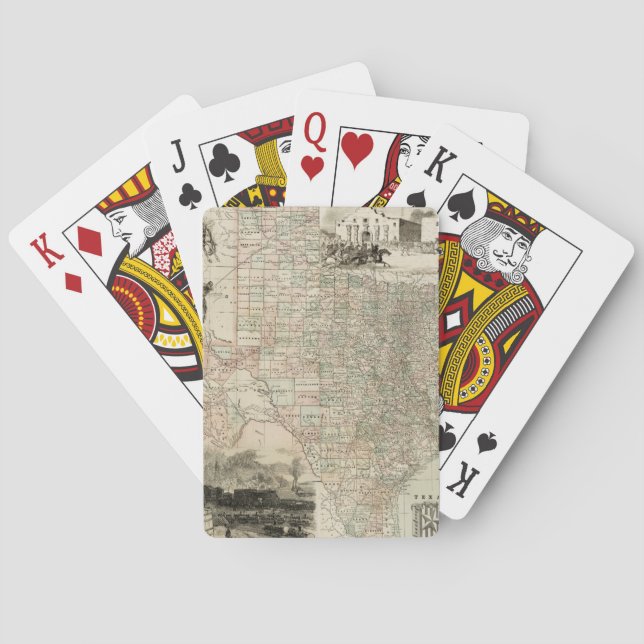 Jeu De Cartes Carte du Texas aux frontières du comté (dos)