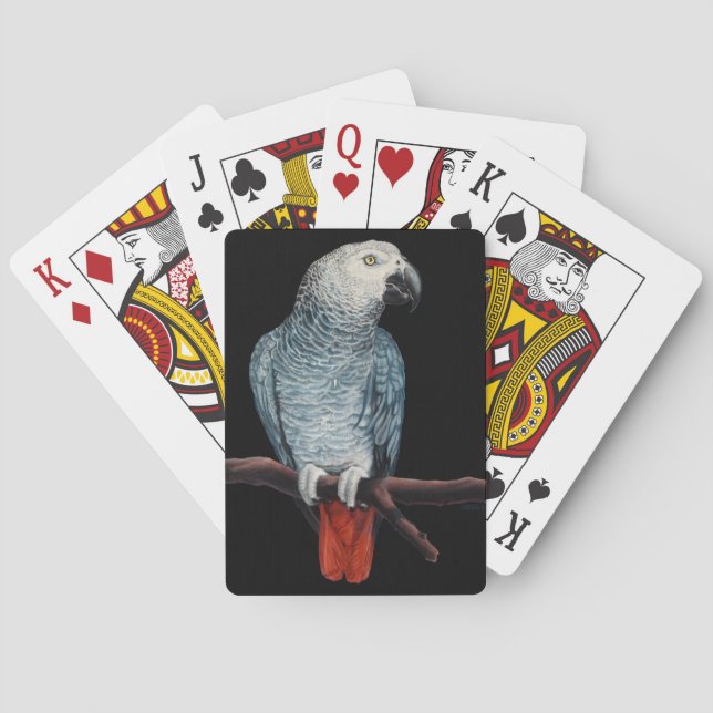 Jeu De Cartes Carte Gray Africaine Portrait de perroquet Cartes  (dos)
