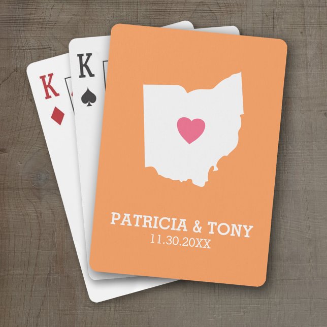 Jeu De Cartes Carte Ohio Accueil Amour de l'État avec Coeur opti (Personalized Playing Cards with a State Map, Movable Heart and Name)