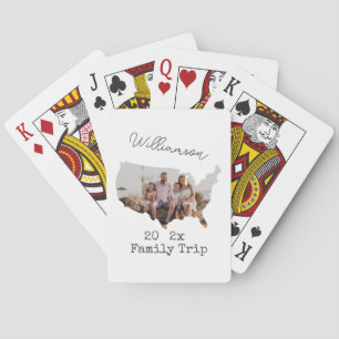 Jeu De Cartes Carte personnalisée USA Outline Vacances Famille P