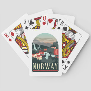 Jeu De Cartes Carte postale du Vintage voyage du paysage norvégi