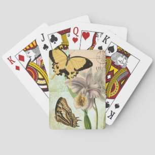 Jeu De Cartes Carte postale vintage avec papillons et fleurs