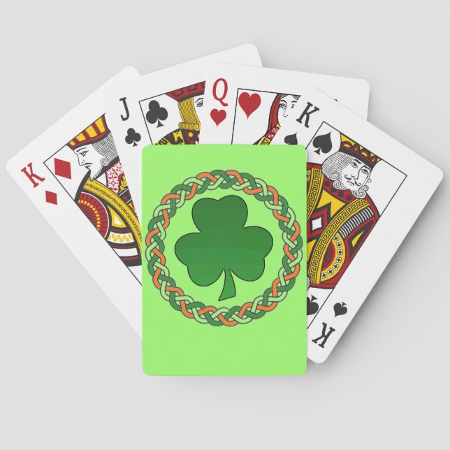 Jeu De Cartes Carte verte shamrock celtique irlandaise (dos)
